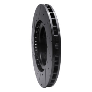 Ford Mustang Brake Rotor (1) - Front Right - R1 Concepts - Drilled & Slotted - Black - `07-`14